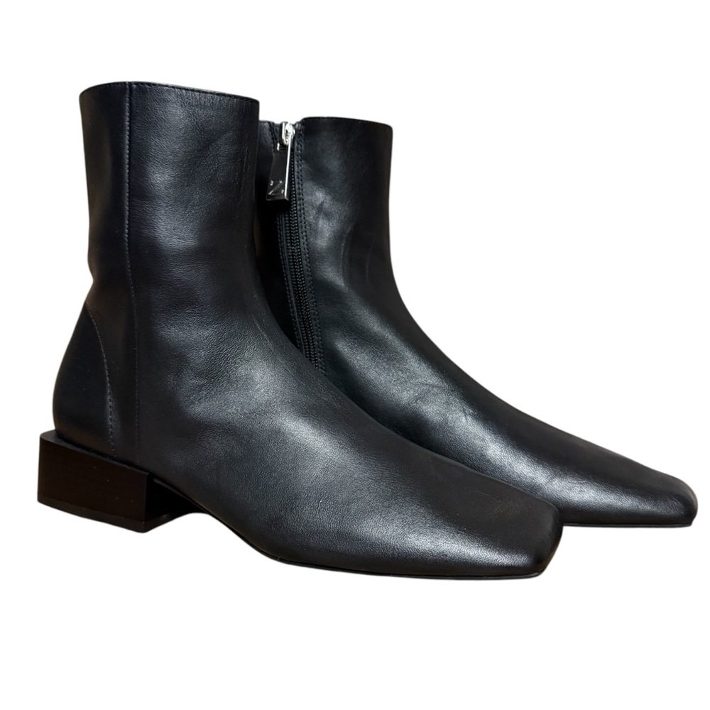 Zara / Square Toe Leather Ankle Boots New with Tags Size6